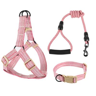 Ensemble trois pièces de harnais de poitrine pour chien de compagnie, gilet, laisse pour chien, collier anti-explosion, fournitures d'extérieur, laisse de promenade pour petit chien