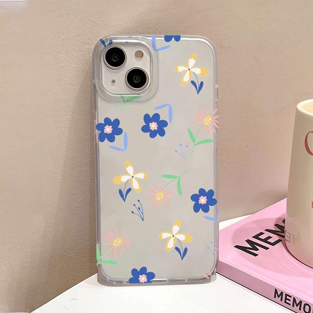Blue Pink Flower Applies To iPhone17ProMax Mobile Phone Case 17 Apple 16/14 Matte 13 All-inclusive 15