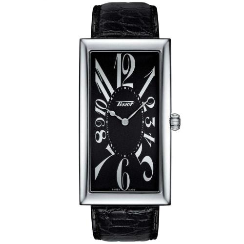 Tissot Heritage Banana Unisex Watch with Black Dial and Leather Strap, T1175091605200, Officially Imported.