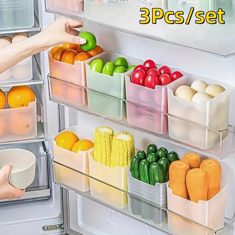 3/5/8Pcs BPA-Free Clear Refrigerator Storage Box Space-Saving Kitchen Organization Food Sorting Boxes for Fridge Door & Counter