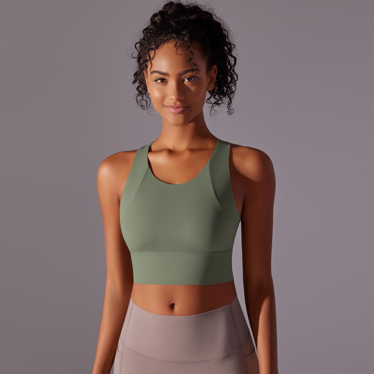 

Nessaj Женский жилет для йоги, дышащий, спортивный топ для тренировок, однотонный бюстгальтер для бега и фитнеса M