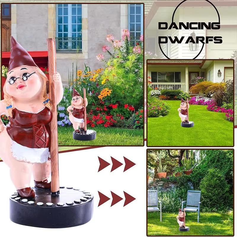 Pole Dancing Gnome Gartenstatue, Harz, Balkonzwerg, lustige Gnome-Figur für den Außenbereich, kreative Garten-Frühlingsdekoration, Skulptur