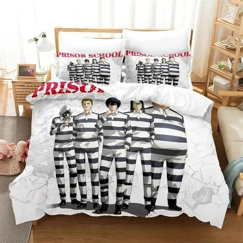 3D Print Prison Schol Anime Beding Set Bedrom Soft Modern Bedspreads Comefortable Children Kids Soft Duvet Cover Comfortable Quilt Cover And Pilowcase