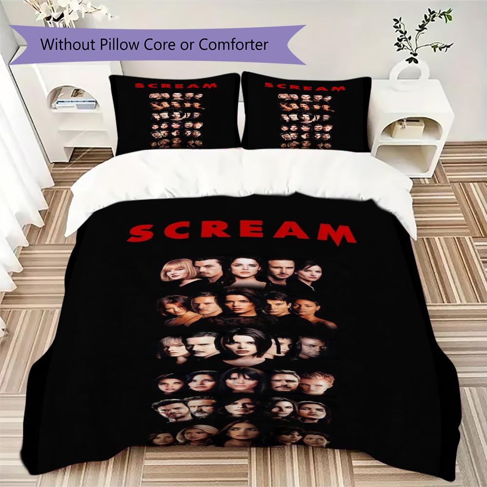 Scream Pattern Bedding uilt Set uilt Cover Pillowcase Home Decoration Birthday Gift (1 * duvet cover + 2 * pillowcase without core)