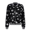 Women's Jacket Autumn Sequin Decorated Stars Silver Embellished Zip Jacket
