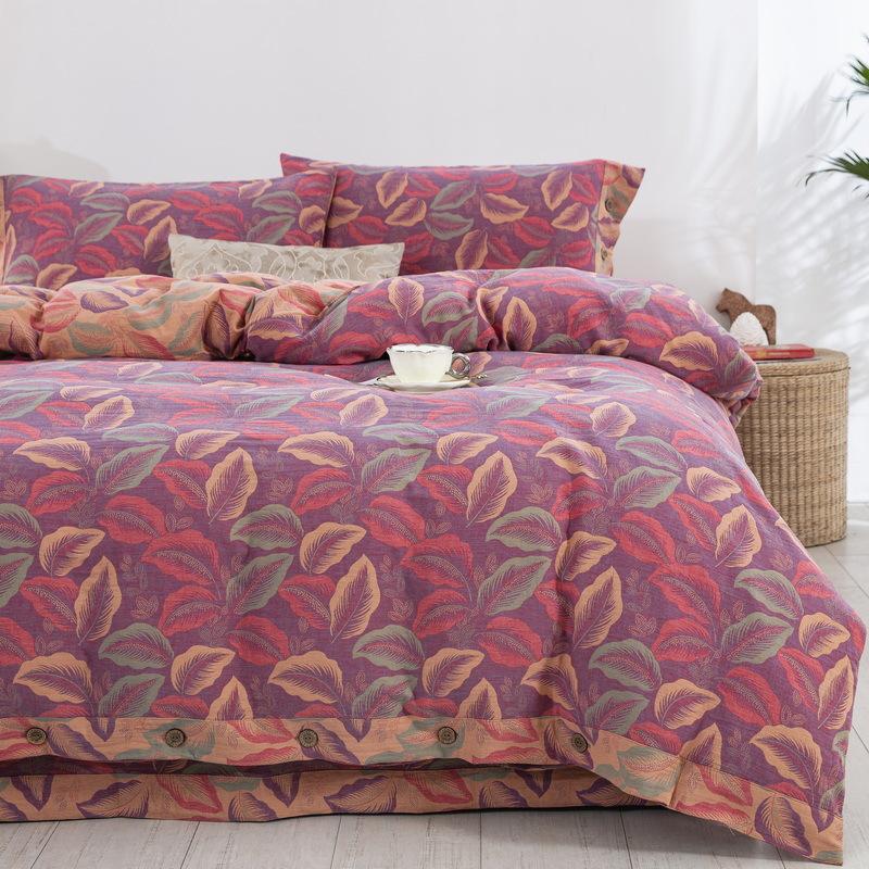 

Популярный класс А Материнский и младенческий класс Baifu Хлопок Двойная пряжа На пуговицах Четырехпредметный комплект Четыре сезона Хлопок Двуспальный комплект простыней 1.8m Sheet 4pc quilt: 2*2.3cm