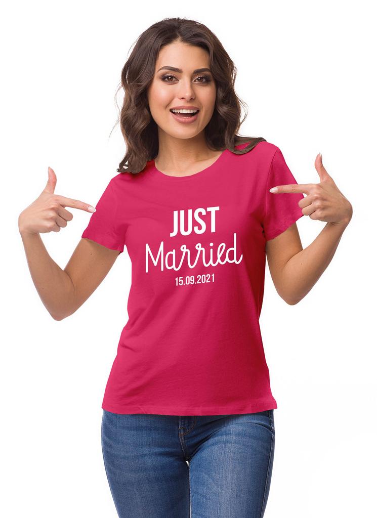 Inkdotpot Personalized Womens Tshirt Top Just Married Wedding  Announcement