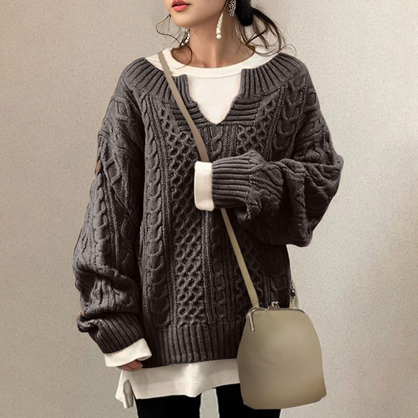 

Женский модный повседневный однотонный свитер с длинным рукавом, пуловер, свитер, топ M хаки