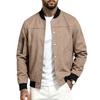 Men S Suede Flight Jacket Casual Loose Long Sleeve Workwear Baseball Coat