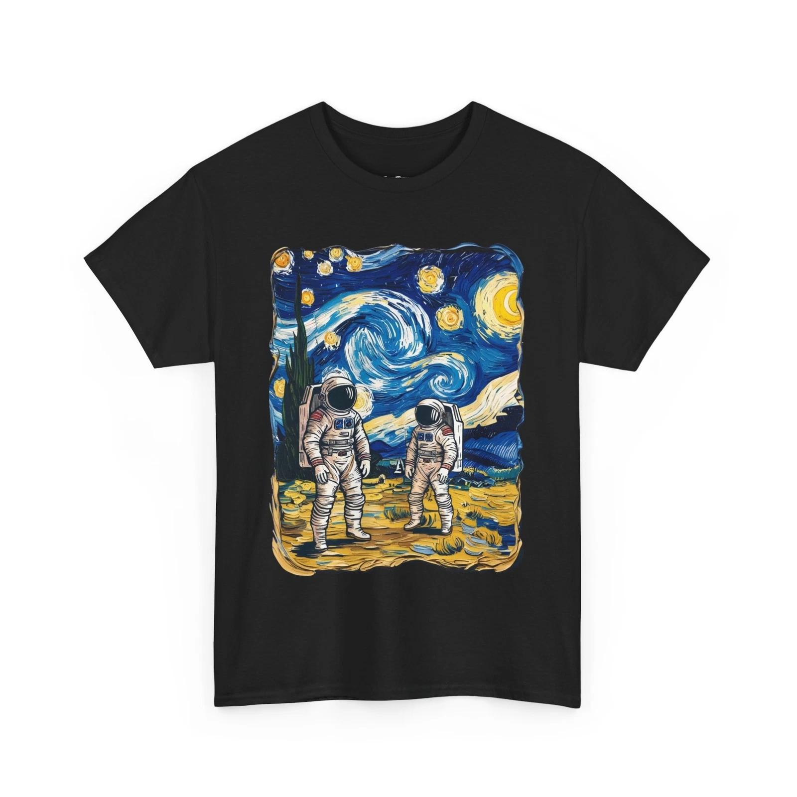 Starry Night Astronaut Tee, Van Gogh Space Tshirt, Alien Art Shirt, Heavenly L
