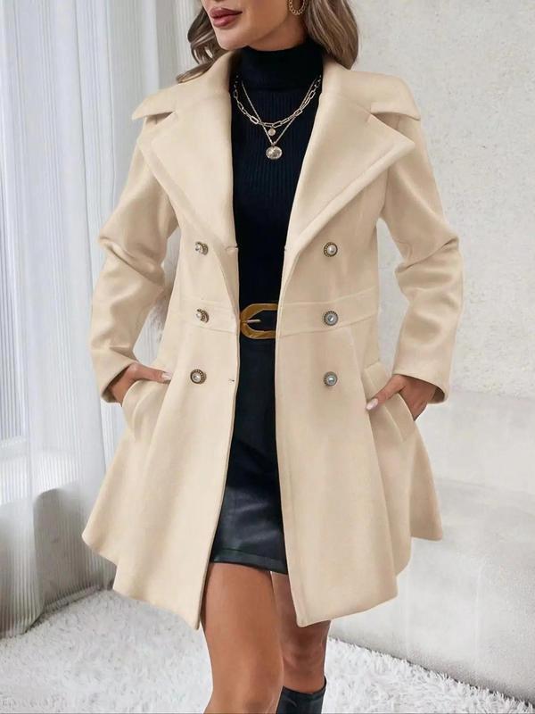 European & American Women's Double-Breasted Woolen Coat - Autumn/Winter Fashionable Style