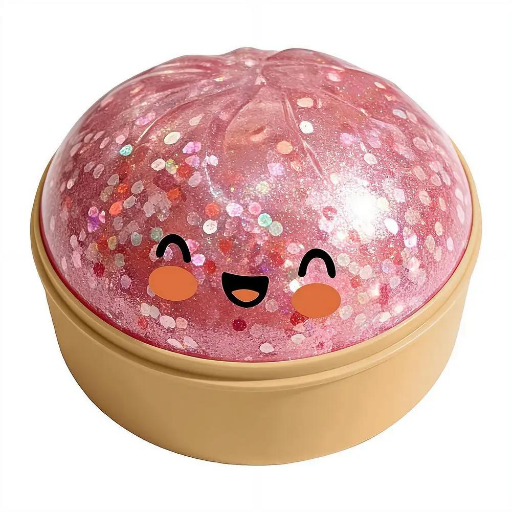 Palla antistress a forma di raviolo Flash Glitter Rimbalzo Lento Morbida Giocattolo da Spremere per Rilassamento Decompressione Decorazione Ufficio Regalo