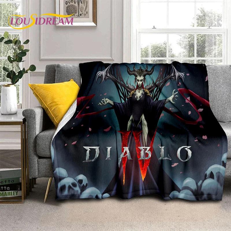 Diablo 3D Retro Game Gamer Zachte Flanellen Deken voor Bedden Slaapkamer Bank Picknick, Plaid Deken voor Afdekking Buiten Vrije Tijd Dutje Cadeau