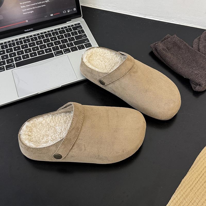 Women's Baotou Christmas a Footstirrup Heightening Winter Warm Cold Padded Non-slip Wear-resistant Leisure Cotton Half Slippers
