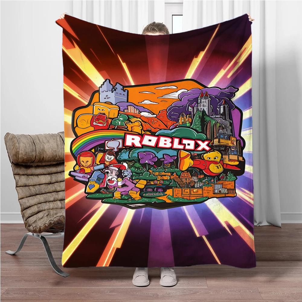 Coperta di Flanella Gioco Cartoon 3D RR-Robloxs, Morbida Coperta da Lanciare per Casa Camera da Letto Letto Divano Picnic Viaggio Ufficio, Regali per Bambini