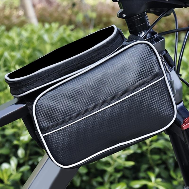 Large Capacity Waterproof Bicycles Front Top Tube Pouch Pannier Bike Phone Mount Holder Handlebar Bag with Touch Screens