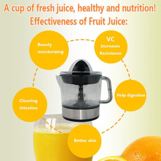 Electric Juicer with Scale Automatic Rotating Motor Non-slip Comfortable Handle EU Plug Low Noise Electric Orange Juicer for Home