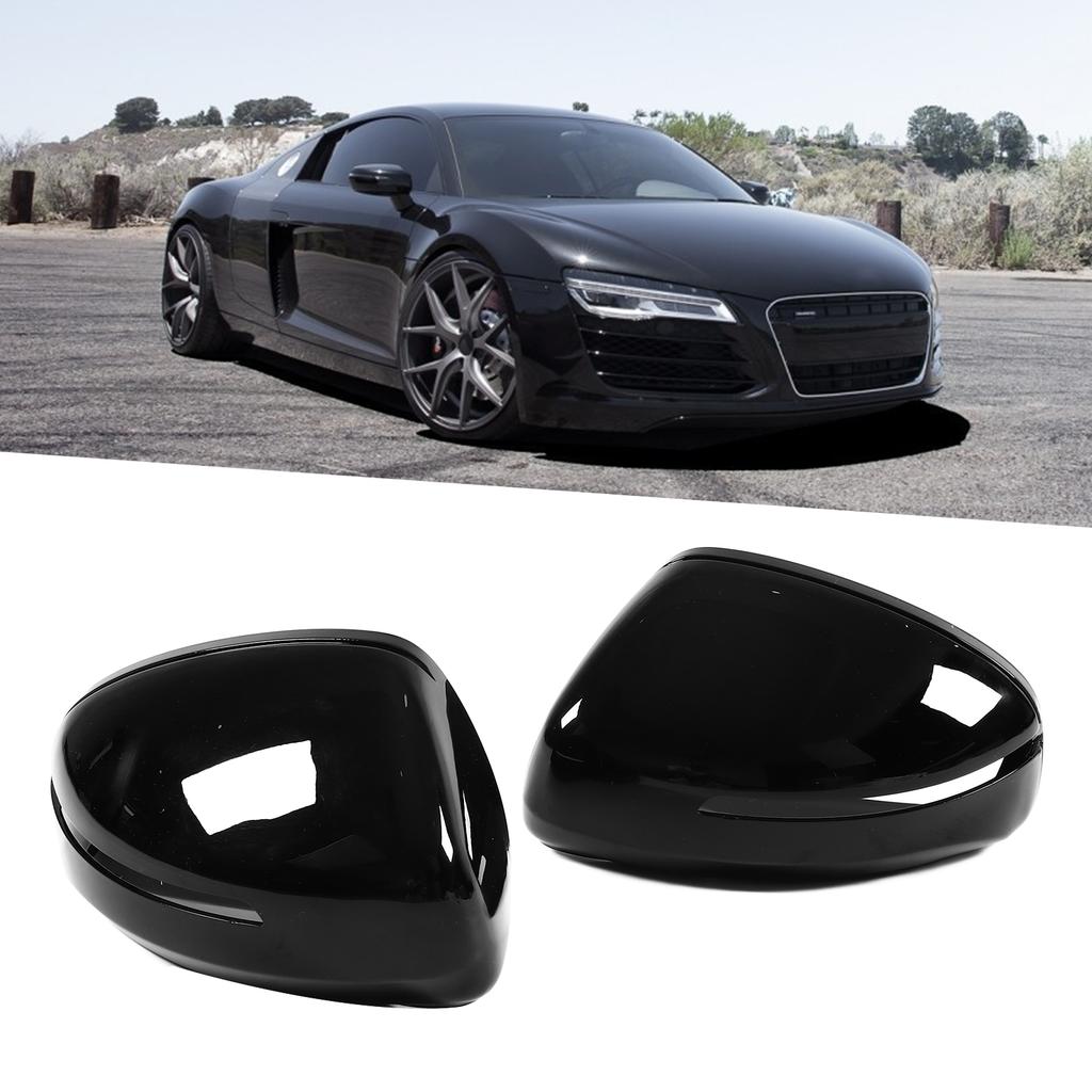 2pcs Left Right Rearview Mirror Cover Trim Gloss Black Side Wing Mirror Caps Replacement for TT TTS TTRS MK2 R8