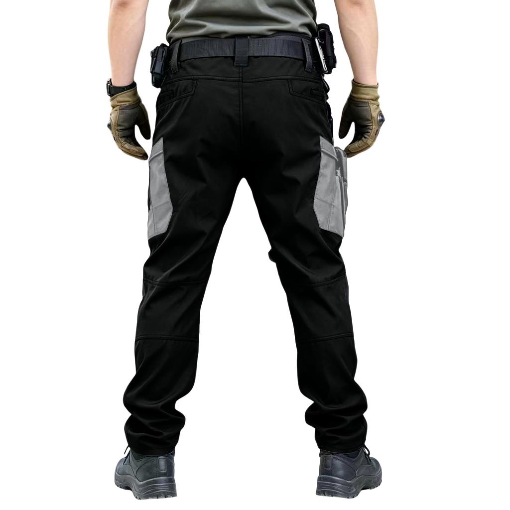 Men's Retro Color Block Multi-Pocket Cargo Pants (Belt Not Included)