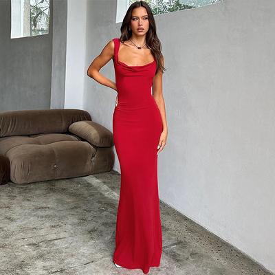Jarní dámská módní ohlávka Sexy ohlávka s mašlí Úzké zavinovací šaty