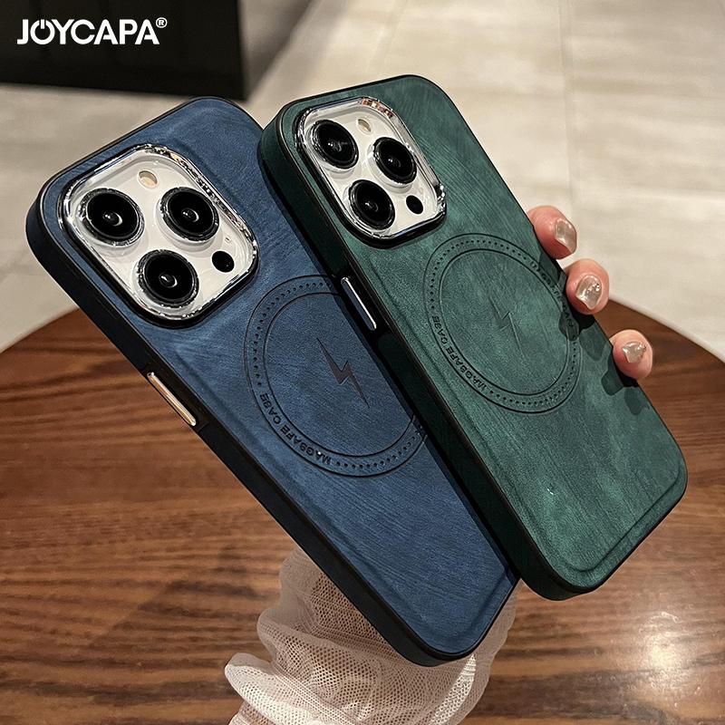 Wireless Charging Magnetic Leather Case For iPhone 16 15 14 13 12 11 Pro Max 14 Plus For Magsafe Bumper Shockproof Cover