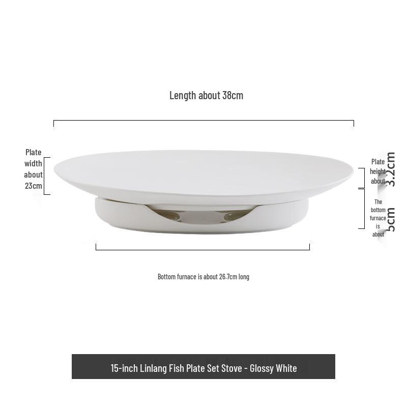 20-inch Ceramic Oval Fish Plate with Candle Heating