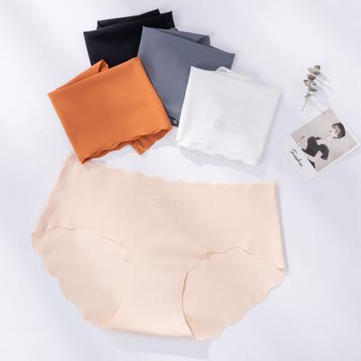 Ice Silk Seamless Breathable Mid-waist Underwear Panties for Women Wave-like Hip-lifting and Tummy-controlling Sexy Panties Briefs