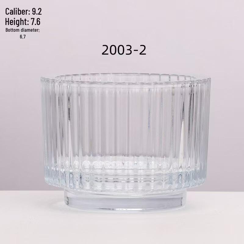 Thickened European Stripe Glass Candle Jar with Arched Bottom