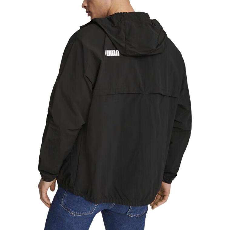 Puma Bluza z kapturem na zamek w jednolitym kolorze z logo Męskie kurtki Czarny 680350-01