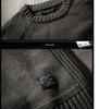 Men's Retro Korean Style Knit Pullover: Warm, Thickened, Round Neck, Long Sleeve for Autumn and Winter.