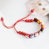 Handmade Ceramic Maneki Neko Bracelet Chinese Style Red String Hand Rope Cat Bead Bracelet  Women