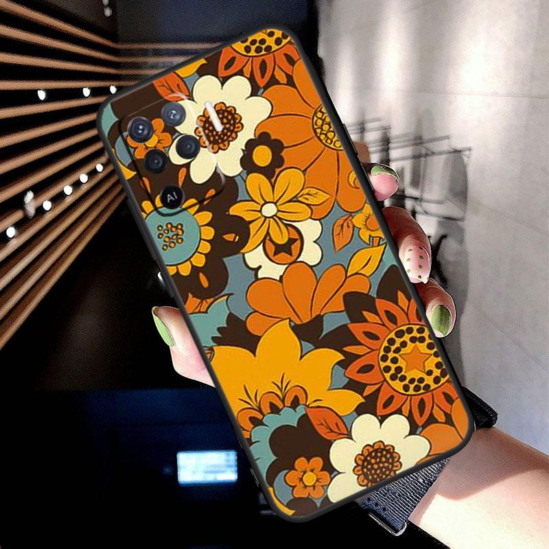 70s hippie  Psychedelic floral flowers Case For Oppo A38 A18 A78 A98 A58 A60 A80 A96 A76 A16 A94 A74 A54 A15 A17 A57 A77 A5 Pro
