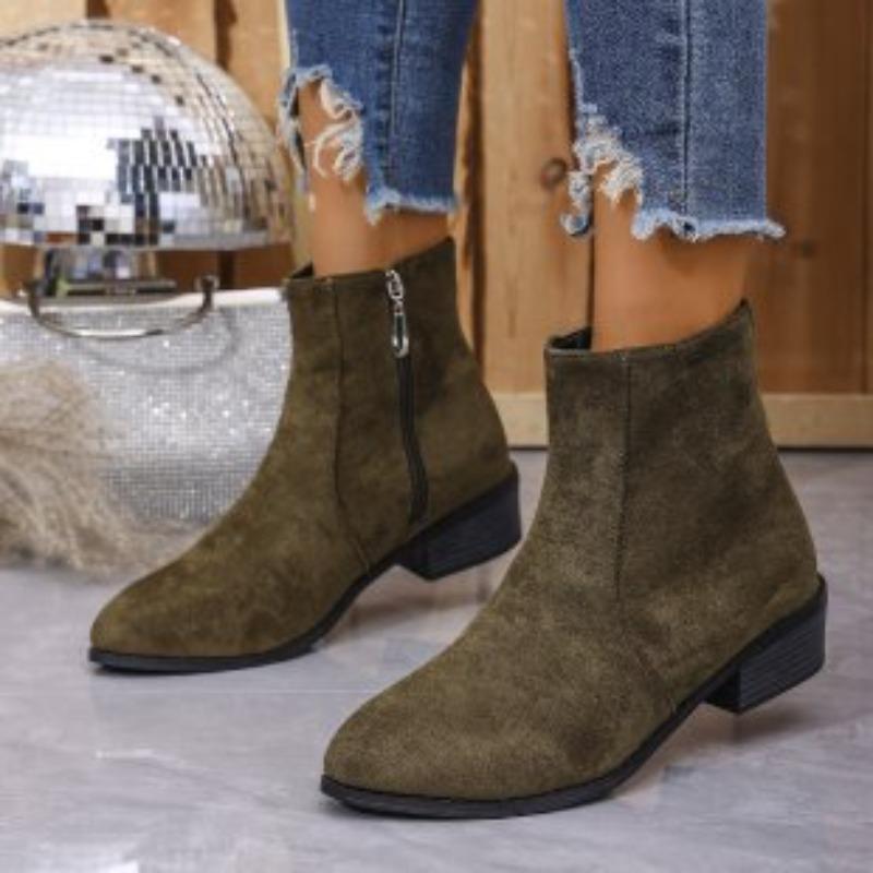 

Европейские и американские ботинки Мартина большого размера с коротким голенищем и боковой молнией, женские одинарные ботинки, новые замшевые на толстом каблуке, тонкие ботинки в британском стиле 43