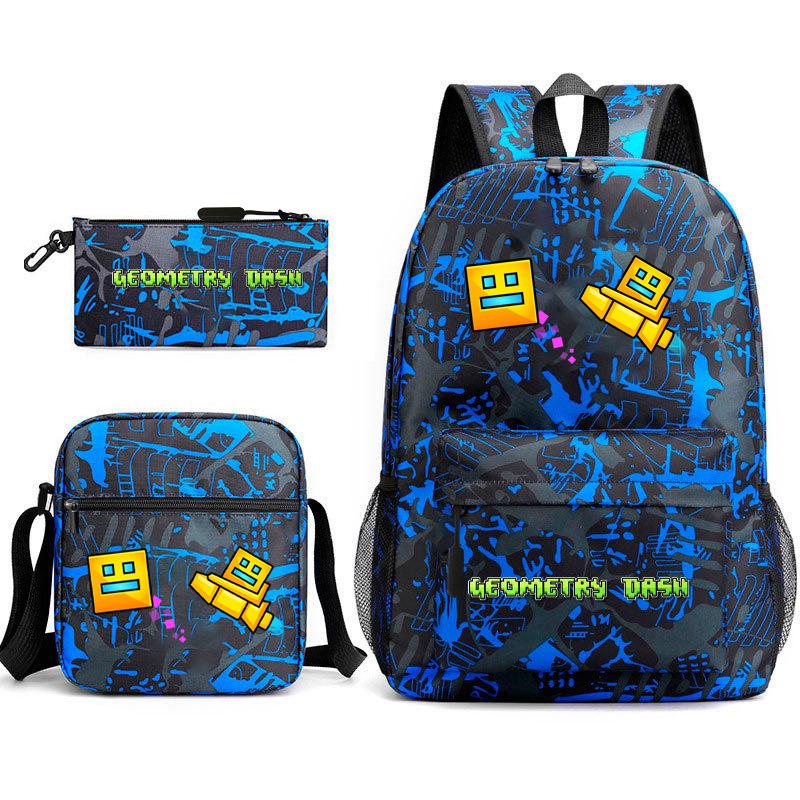 Geometry Sprint Game Backpack Geometry Dash Heat Transfer Backpack Elementary School Bag Leisure Bag