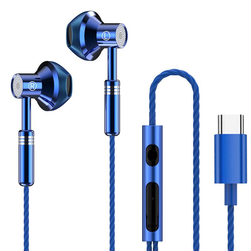 NEW 9D Surround Sound Earphones Metal Type C&3.5mm Headset In-ear Gamer Headphones Wired Control Earbuds for Samsung With HD Mic