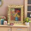 1:12 Dollhouse Miniature Furniture Accessories: Gold-Painted Flower Oil Painting Ornament