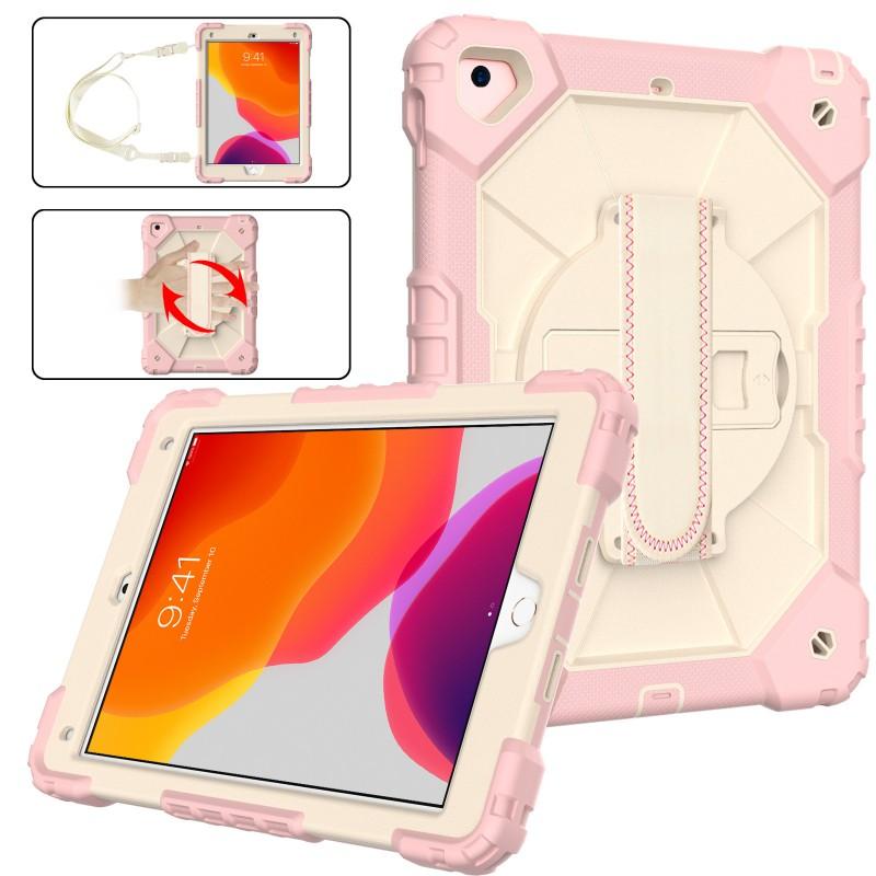 IPad 9th Gen 10.2 Inch Protective Case With Strap Full Coverage Silicone PC Hybrid Cover Stand Function