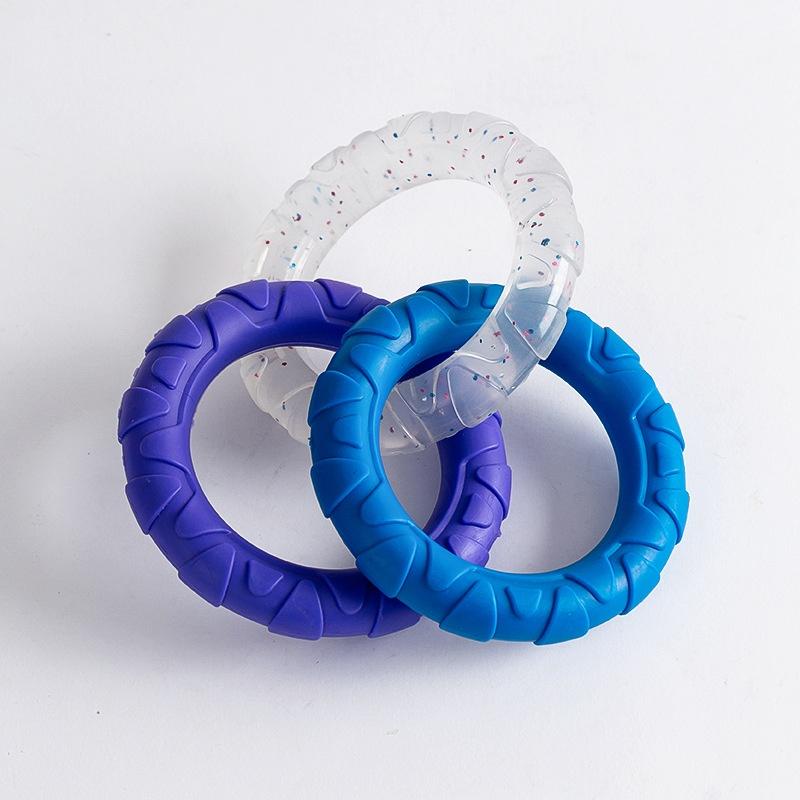 

Игрушка для жевания собак TPR, чистка зубов, игрушки для домашних животных для маленьких, средних и больших собак, интерактивная игрушка для собак с 3 кольцами, устойчивая к укусам, товары для животных