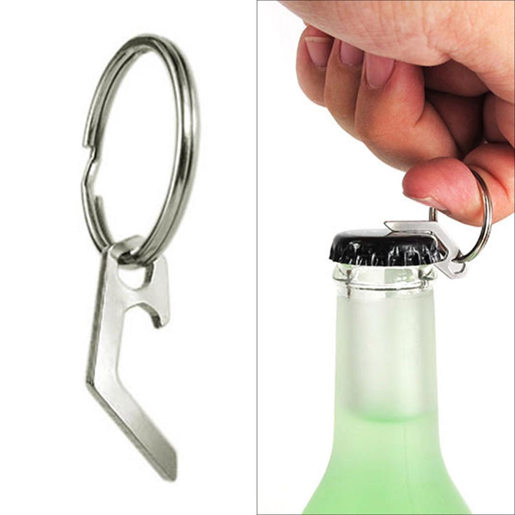 Mini Pocket Beer Bottle Opener Alloy Multifunction Small Keychain Gadgets Opener Pendant with Keyring