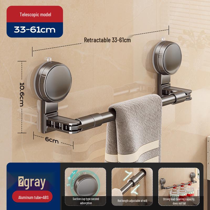 Retractable No-Drill Suction Cup Towel Rack for Bathroom and Toilet