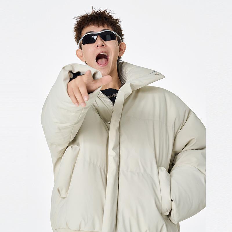 Men's New Winter Cotton Coat Men's American Stand-up Collar Hard Leather Short Cotton Coat