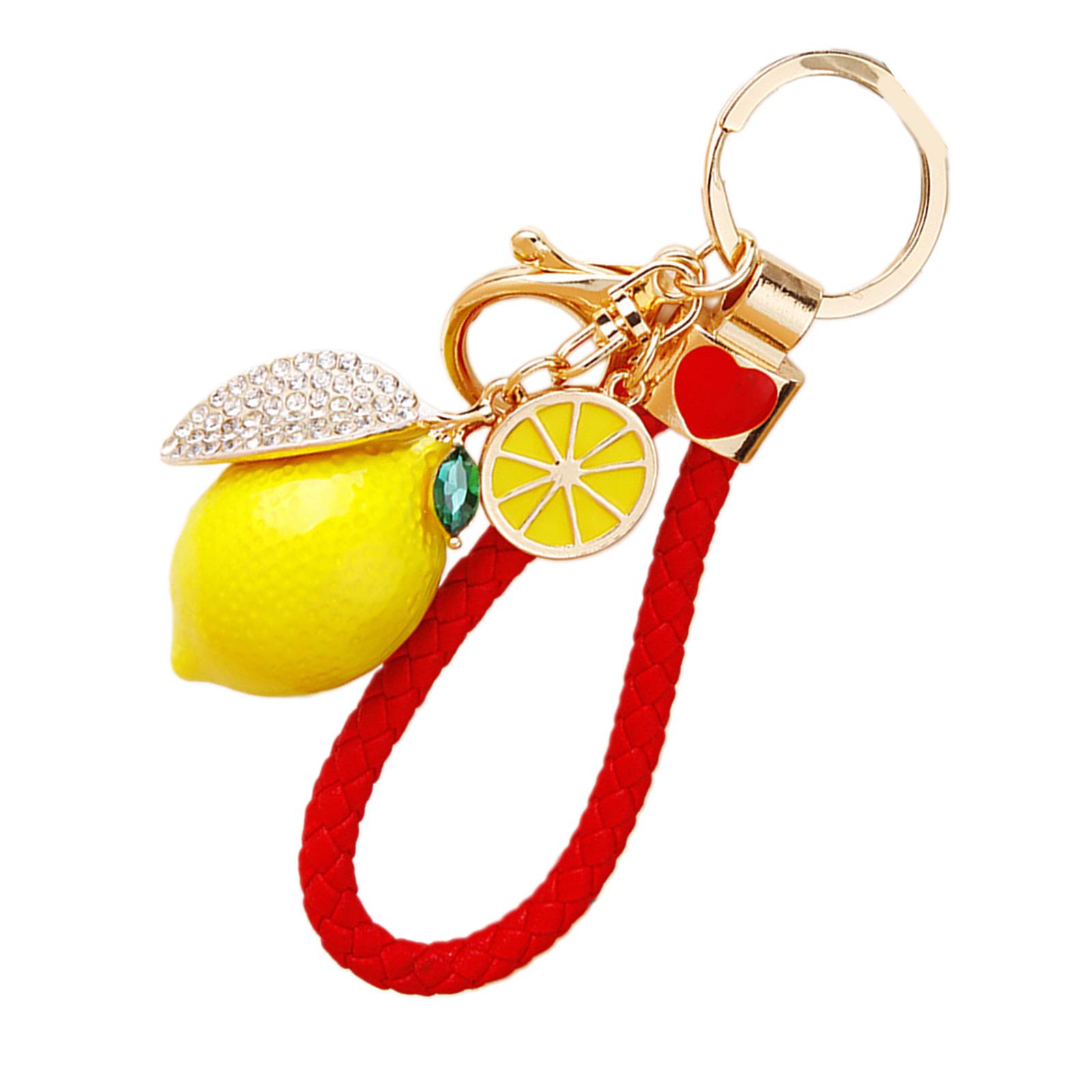 

Fashionable Lemon Key Ring With 4 Vibrant Rope Choices Metal Material Lightweight 10.5cm For Practical Use