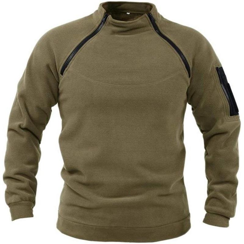 Stehkragen Herrenpullover Hält warm im Herbst und Winter Locker Einfarbig Outdoor-Sport Warm und Atmungsaktiv Taktische Herrenbekleidung