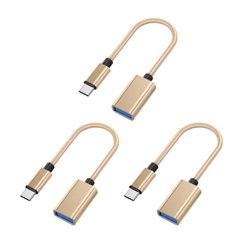 3Pcs/Set Type C To USB 2.0 Female OTG Cable For Phone Tablet Connect U Disk Mouse Keyboards With Braided Design
