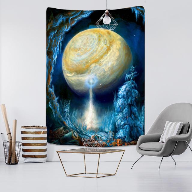 Blue Starry Sky Stars Universe Space Tapestries Wall Hanging Big Tapestry Psychedelic Mysterious Stars For Dorm