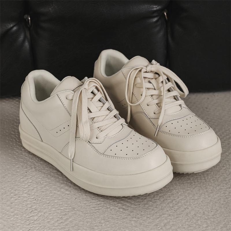 

Board shoes men s 2025 spring new leather surface breathable sports and leisure shoes men s inner height increase trend versatile white shoes 37