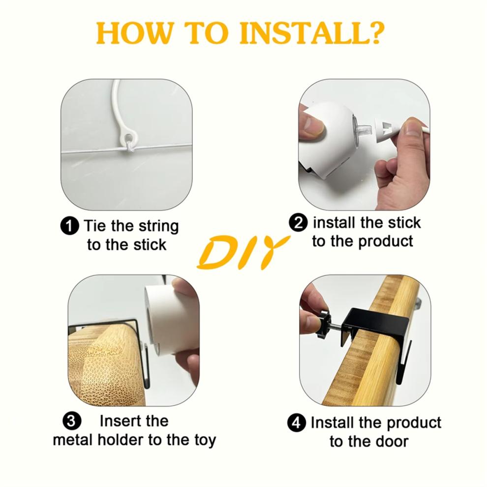 Interactive Cat Toys Hanging Electric for Indoor Cats Teaser Toy Kitten Automatic White