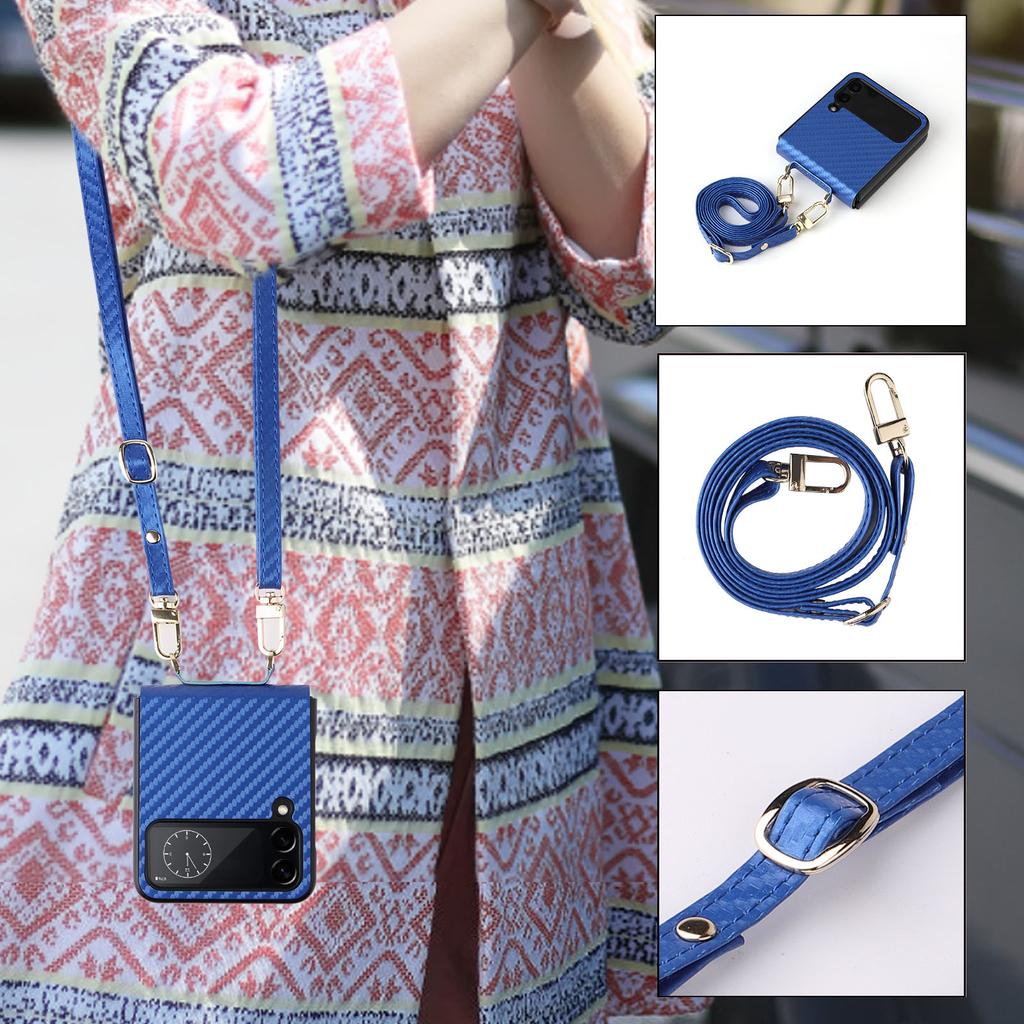 Stoßfestes Schutzcase aus Kohlefaser für Samsung Galaxy Z Flip 4 5g Flip4 Flip 3 Flip3 Zflip3 Schlichte Handyschlaufe Funda Hülle