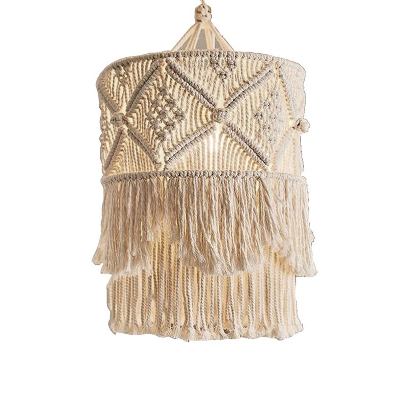 1Pc Chandelier Chic Macrame Bohemia Lampshade Woven Lamp Shade Hanging Lamp Cover Tapestry Decor Pendant Light Cover