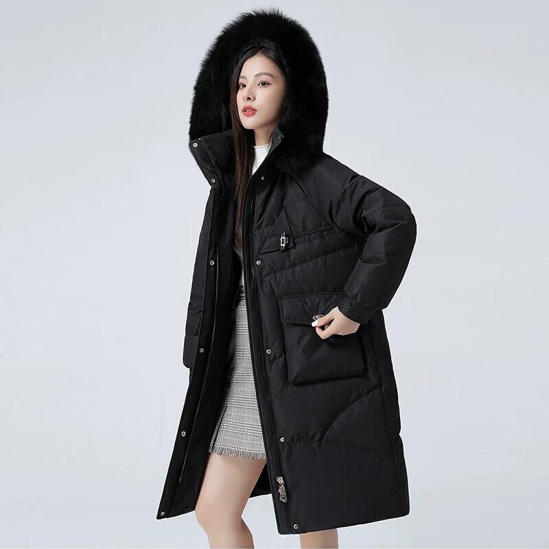 YAYA Women's Winter Faux Fur Hooded Down Jacket